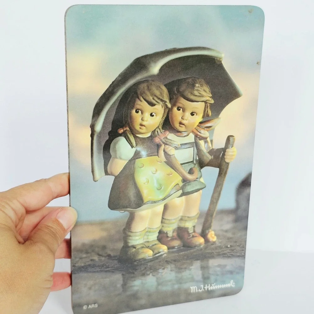 Vintage M.J. Hummel Goebel Umbrella Boy Girl Wall Plaque West Germany Art Decor
